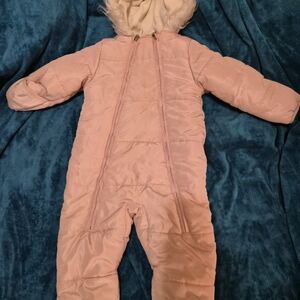 DKNY Pink and White Baby Snowsuit